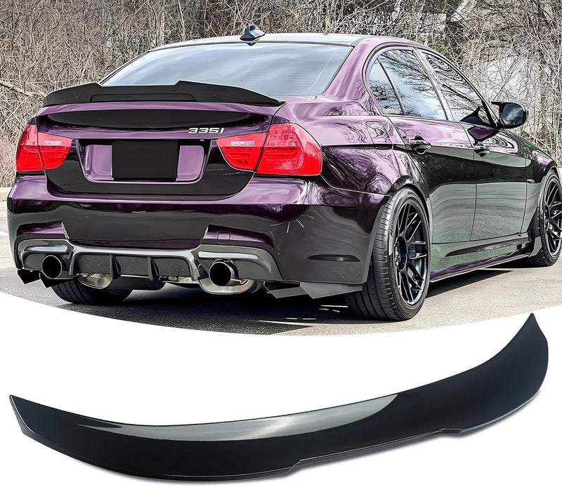 NeespoC Rear Trunk Spoiler Wing Fit for BMW 3 Series E90 Sedan 2006-2011 325i/ 328i/ 330i/ 335i/ 335d/ M3 Gloss Black PSM Style Decklid Lip Exterior Accessories - Image 1